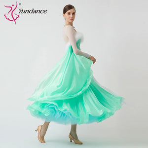 Women's Standard Ballroom Waltz Dress With Rhinestones Multicolor For Competition
