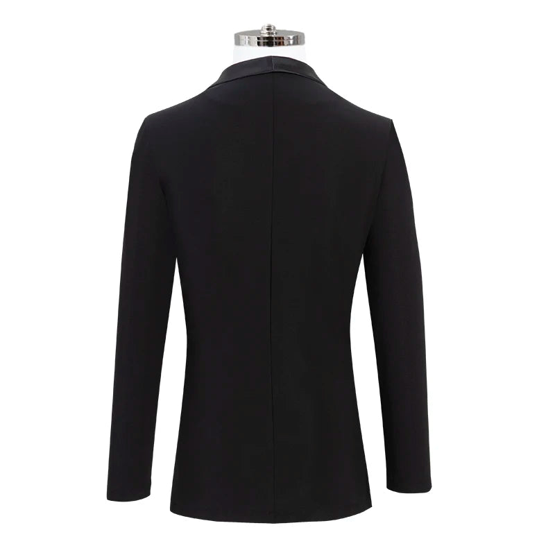 Men's Black Satin Lapel Ballroom Dance Jacket - Modern Fit