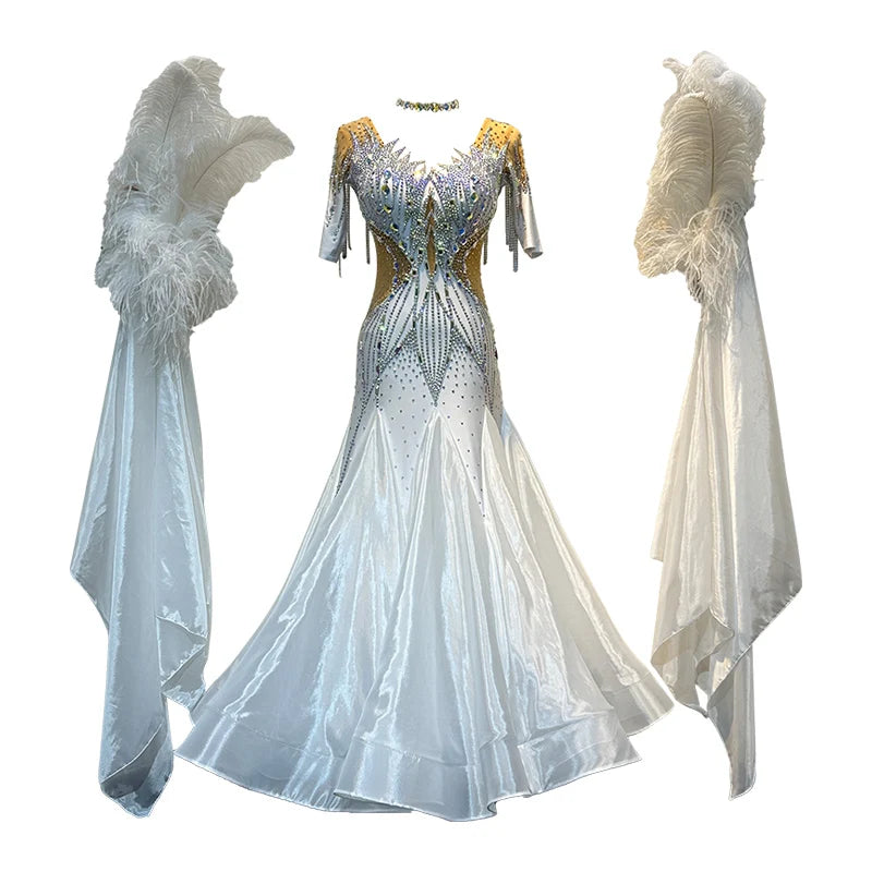 Women's Custom Ballroom Competition Dance Dress For Blackpool Performance