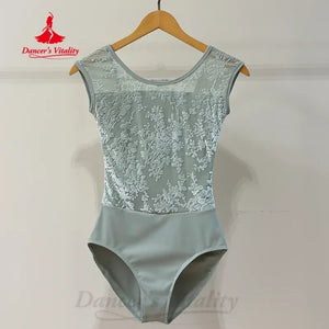 Ballet Leotard Women's White, Beige, Pink, & Sage Green Floral Lace Sleeveless with Scoop Neck for Ballet & Dance