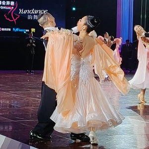 Women's Standard Ballroom Waltz Dress With Rhinestones Multicolor For Competition Performance