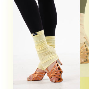 Dance Leg Warmers Women's White Ruched Mesh Knit for Ballroom Latin Dance