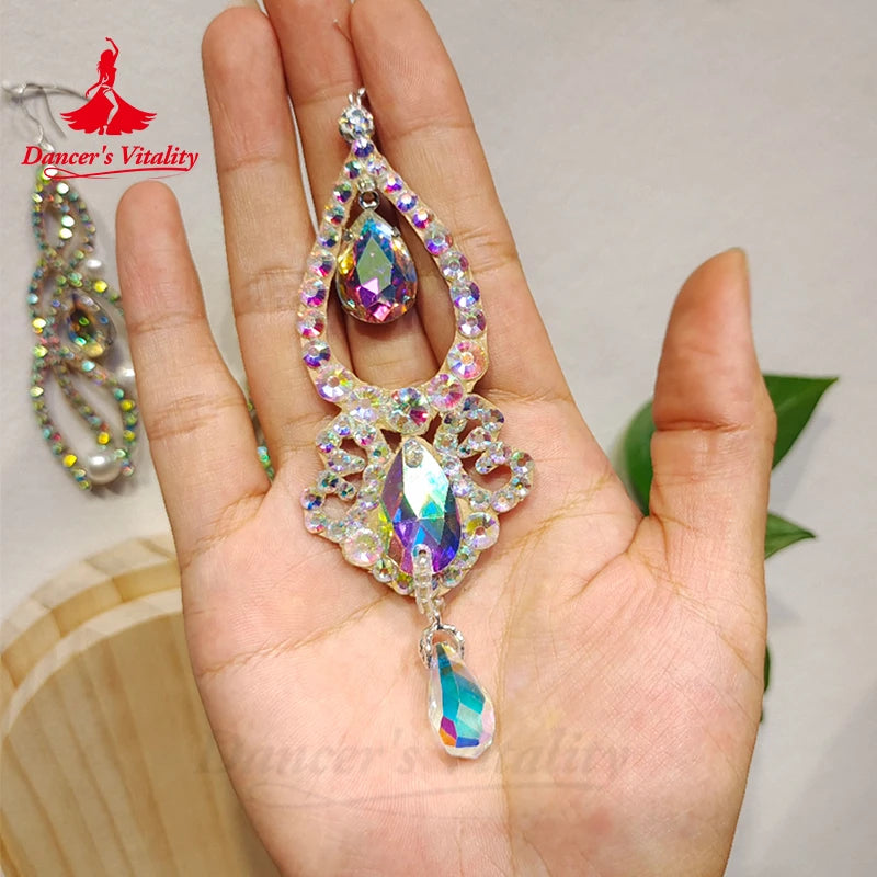 Dance Earrings Women's Iridescent AB Rhinestone Hoop Earrings, Ballroom Latin Salsa Dance Jewelry