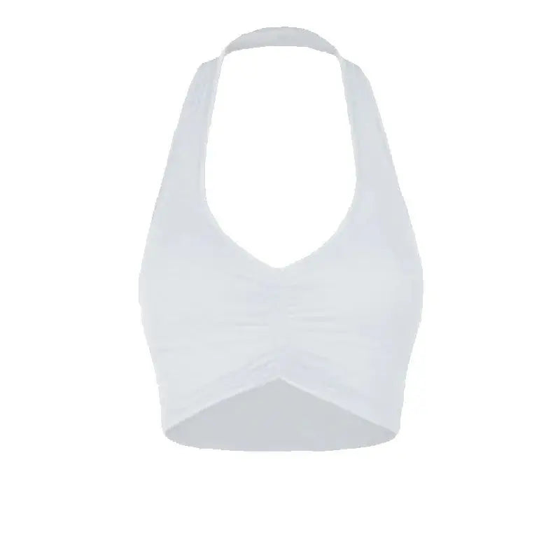 Women's Halter Neck Ruched Crop Top & Layered Fringe Latin Dance Skirt Set