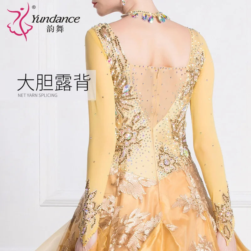 Women's International Standard Ballroom Dance Dress Organza For Competition