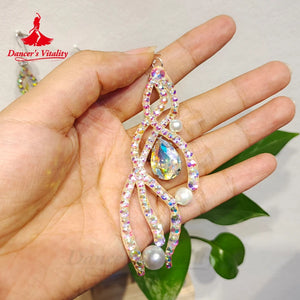 Dance Earrings Women's Iridescent AB Rhinestone Hoop Earrings, Ballroom Latin Salsa Dance Jewelry