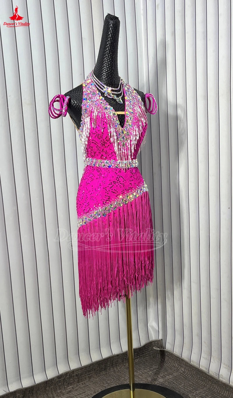 Latin Ballroom Samba Dance Skirt With Fringe For Adults And Kids Competition