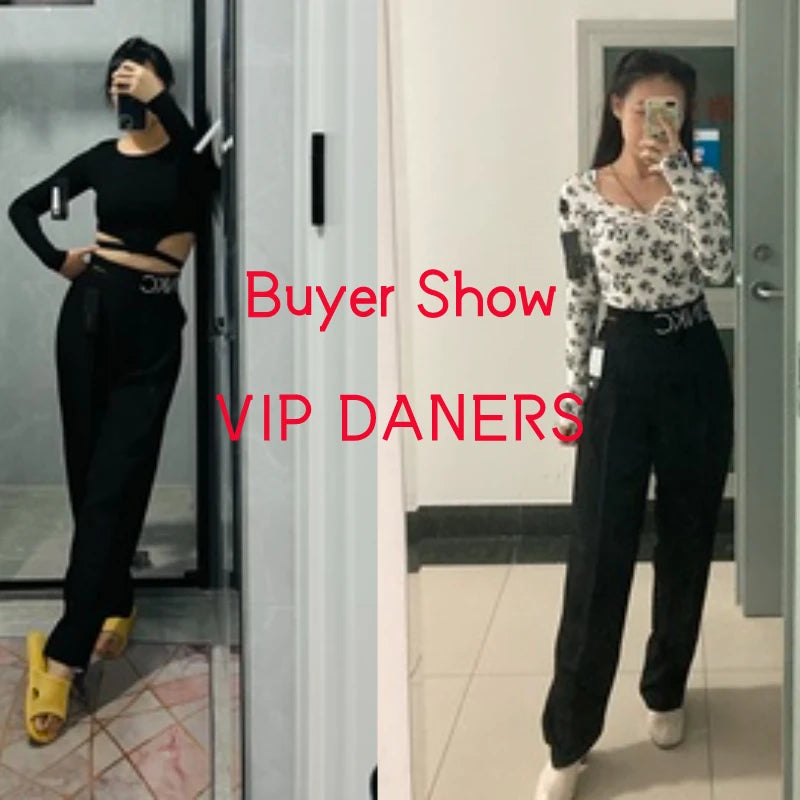 Women's Black Cut-Out Long Sleeve Crop Top and Pleated Wide Leg Dance Pants Set, Pinko Branded