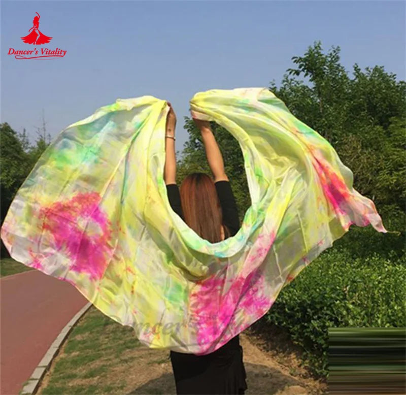 Women's Belly Dance Veil 100% Silk Dyed For Professional Performance