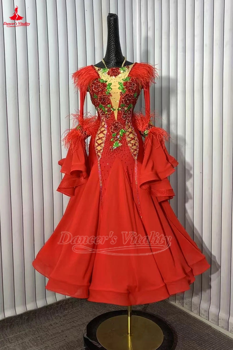 Women's Standard Ballroom Competition Dress Customizable For Waltz Foxtrot Tango Quickstep