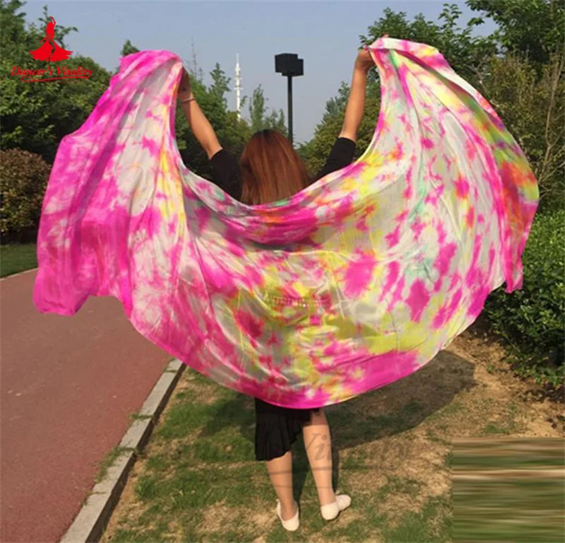 Women's Belly Dance Veil 100% Silk Dyed For Professional Performance