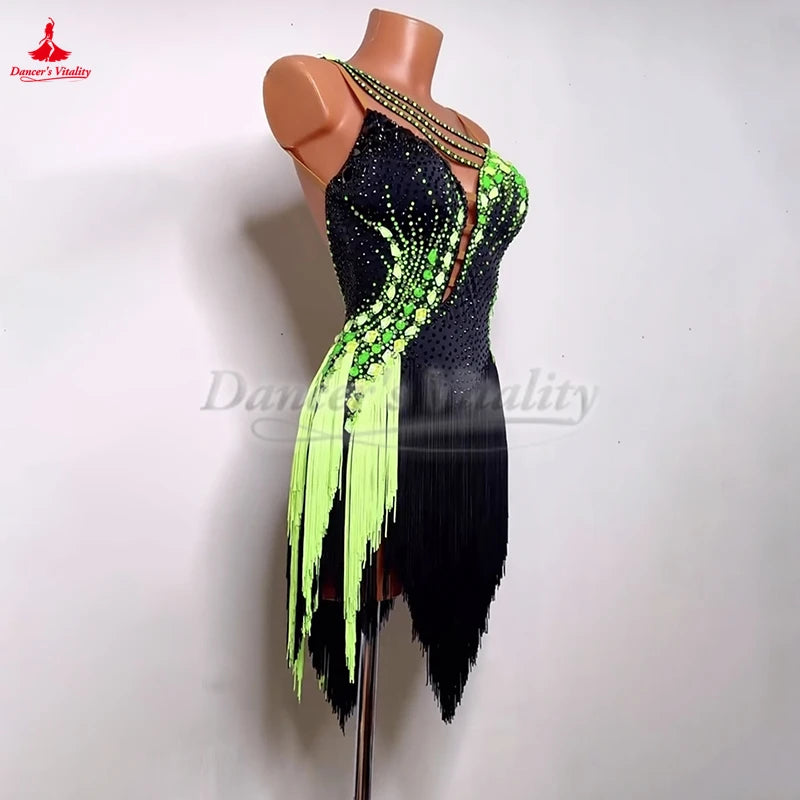 Women's & Girls' Latin Ballroom Dance Dress For Cha-Cha, Samba, Rumba Competition And Grade Exams