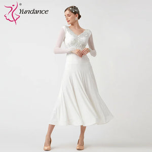 Women's Standard Ballroom Waltz Dress With Rhinestones Multicolor For Competition