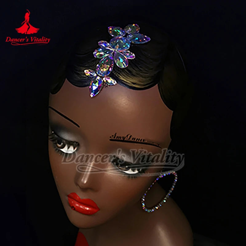 Hair Accessory, Women's Iridescent Crystal Floral Forehead Headpiece, Ballroom Latin Dance