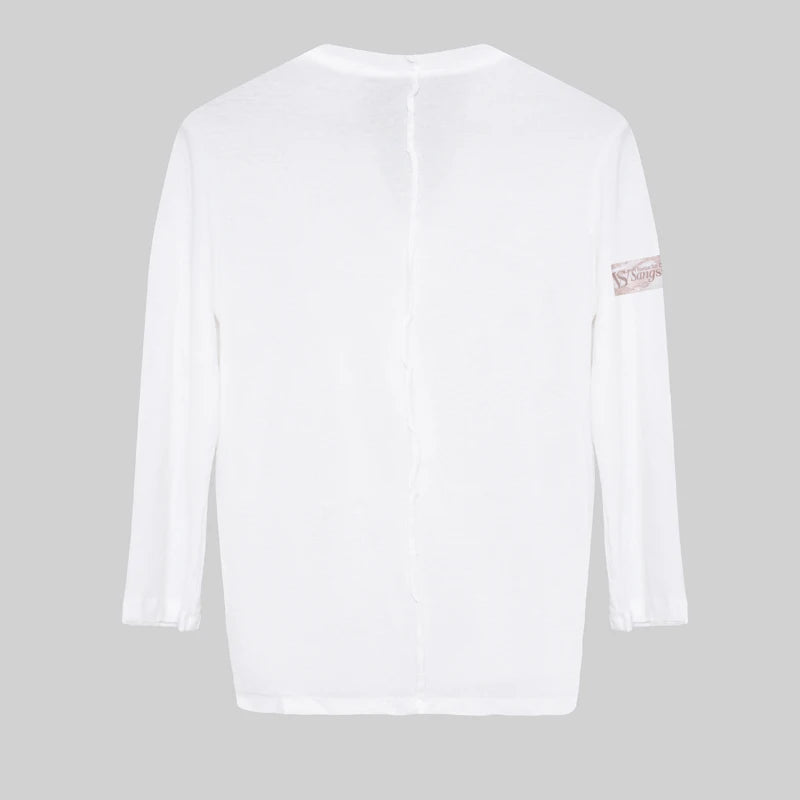 Women's White Long Sleeve Oversized Dance Tunic with Lace Belt & Fishnet Tights, Ballroom