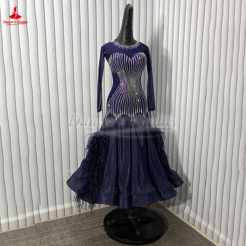 Ballroom Dance Competition Dress With AB Rhinestones For Adult, Teen, And Kids Waltz Foxtrot Tango