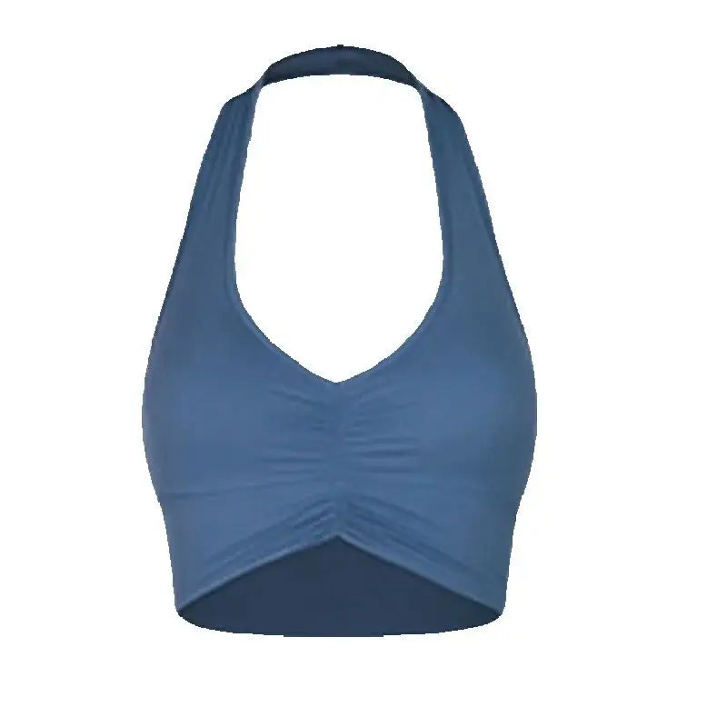 Women's Halter Neck Ruched Crop Top & Layered Fringe Latin Dance Skirt Set