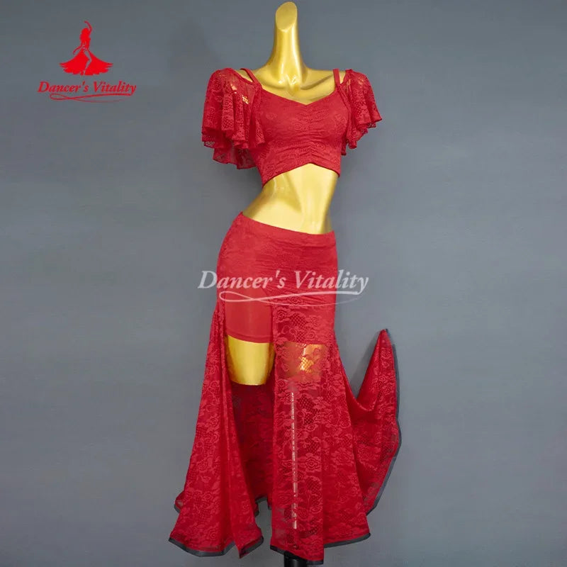 Belly Dance Practice Set With Lace Fabric For Women And Children