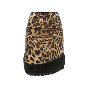 Dance Dress Women's Leopard Print Fringe Latin Dance Rumba Samba Cha Cha Dress