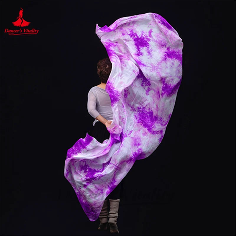 Women's Belly Dance Veil 100% Silk Dyed For Professional Performance