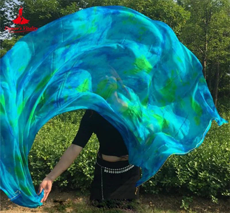 Women's Belly Dance Veil 100% Silk Dyed For Professional Performance