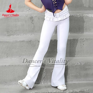 Girls' Purple Halter Lace-Up Ruffled Latin Dance Dress