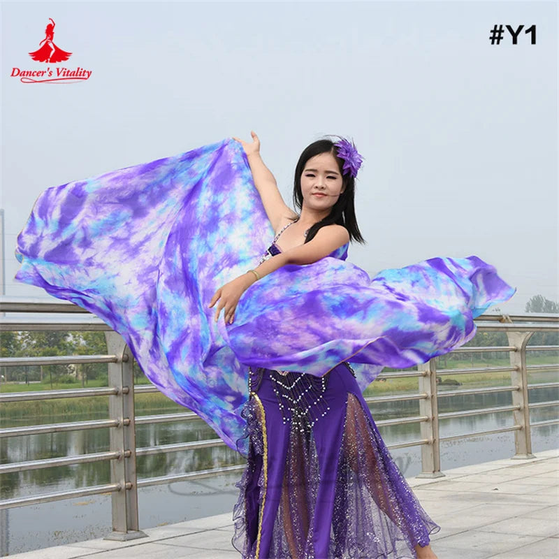 Women's Belly Dance Veil 100% Silk Dyed For Professional Performance
