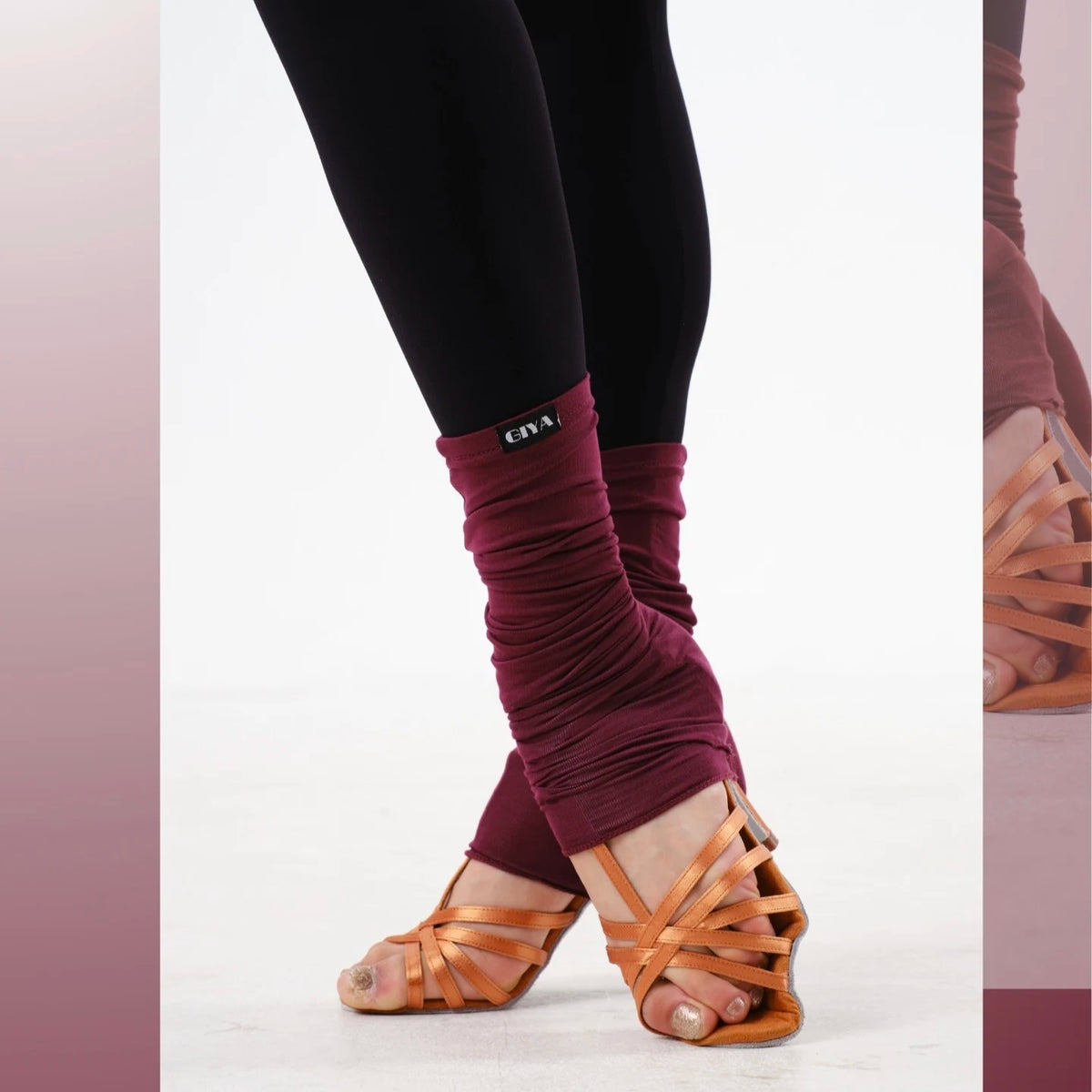 Dance Leg Warmers Women's White Ruched Mesh Knit for Ballroom Latin Dance