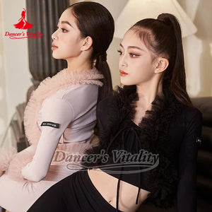 Women's White V-Neck Sport Bra and Pink High-Waisted Leggings Ballet Dancewear