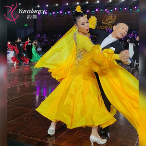 Women's Standard Ballroom Waltz Dress With Rhinestones Multicolor For Competition