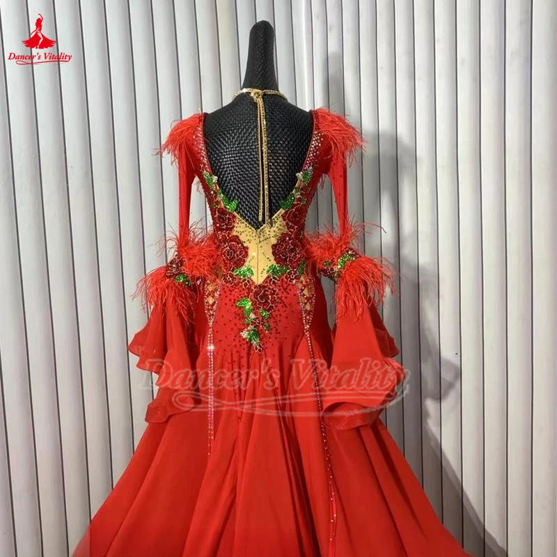 Women's Standard Ballroom Competition Dress Customizable For Waltz Foxtrot Tango Quickstep