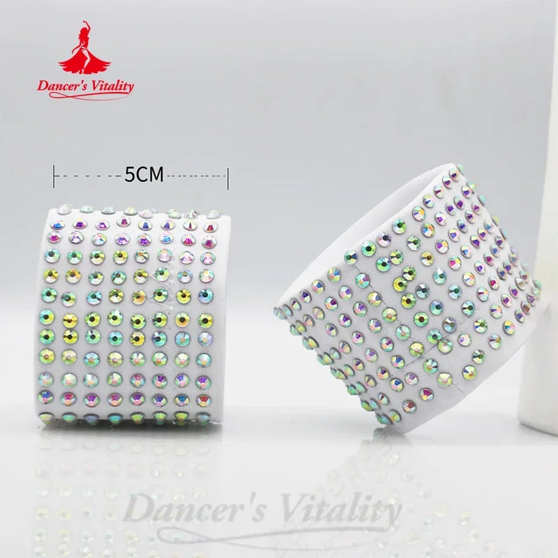 Dance Shoe Heel Protectors, Women's, Neon Green Rhinestone, Slip-On, Ballroom Latin Salsa