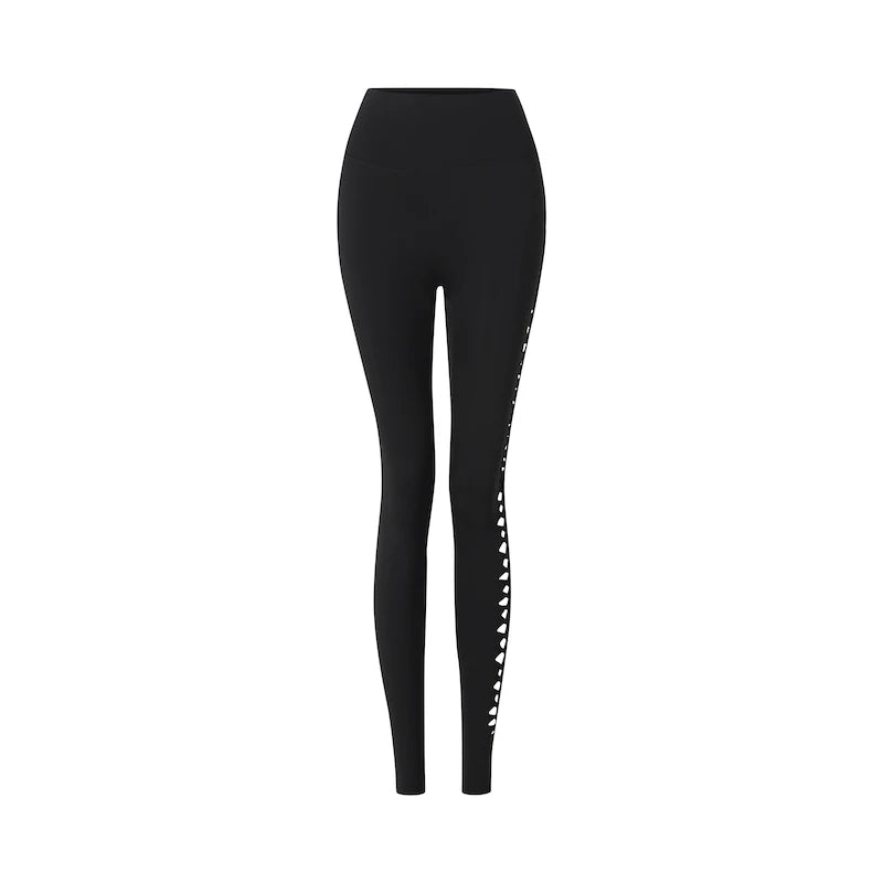 Women's Black High-Waisted Cutout Side Detail Dance Leggings