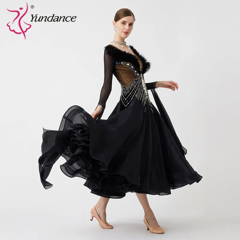 Women's International Standard Ballroom Dance Dress Pearl Silk For Competition