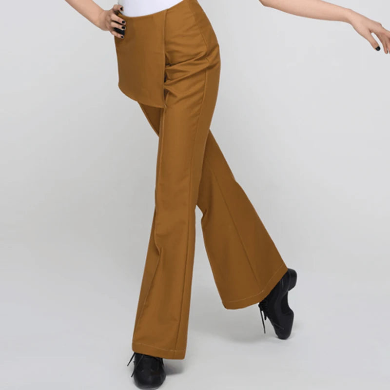 Women's White, Light Green, Black, and Gray Short Sleeve Mock Neck Dance Top with Flared Dance Pants