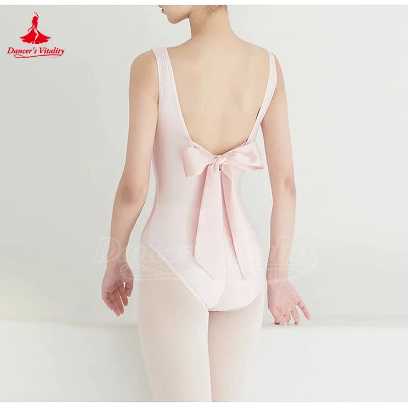Women's Sleeveless Bow Ballet Leotard For Dance, Gymnastics, and Aerial Yoga