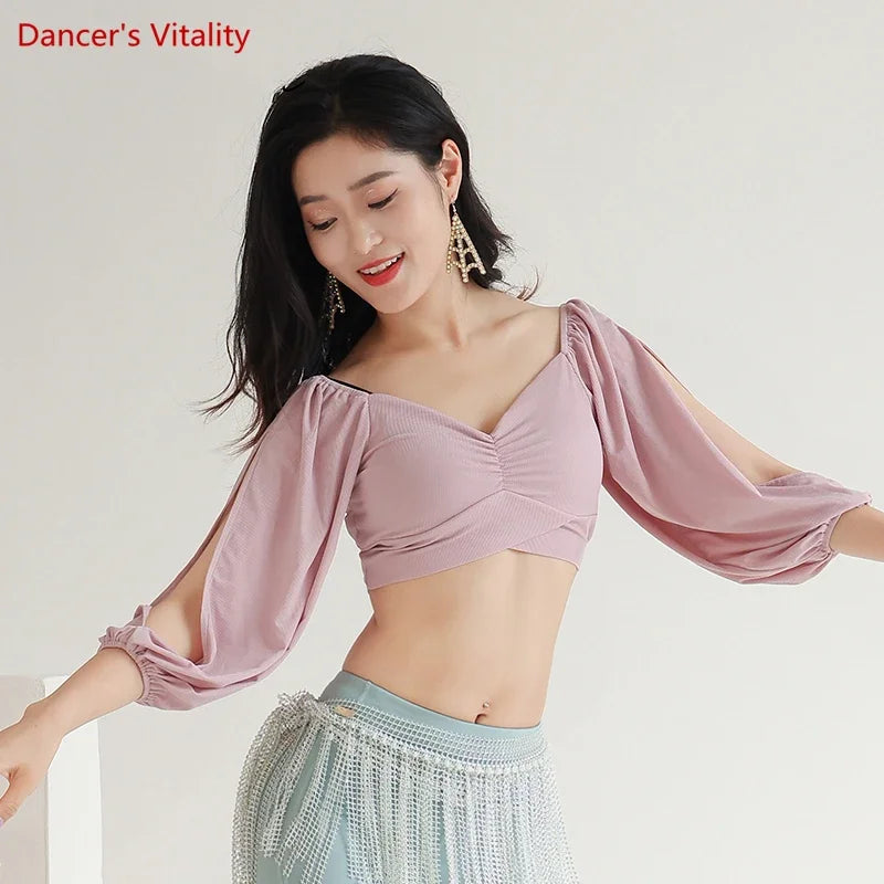 Women's Belly Dance Practice Top Slim-Fit Blouse For Training