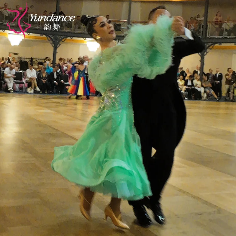 Women's Standard Ballroom Waltz Dress With Rhinestones Multicolor For Competition