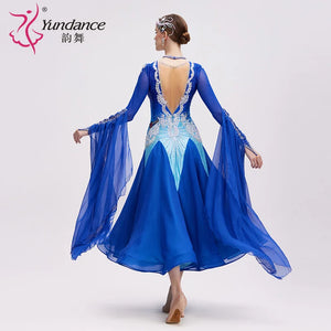 Women's International Standard Ballroom Dance Dress With Ombre Fabric For Competition