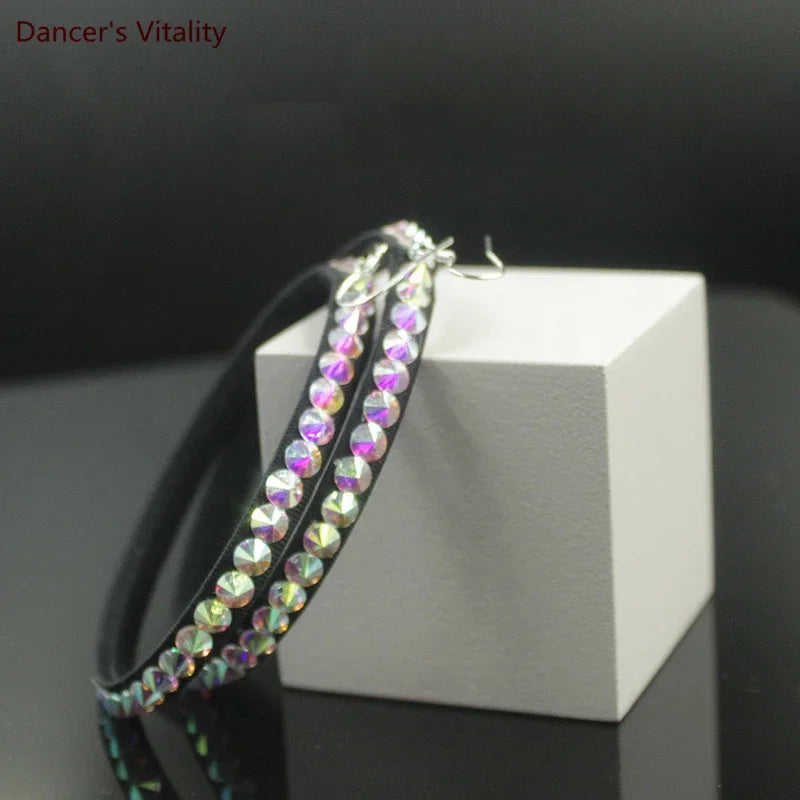 Women's Black & White Halterneck Beaded Fringe Latin Dance Dress