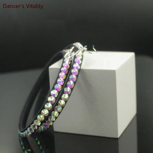 Women's Black & White Halterneck Beaded Fringe Latin Dance Dress