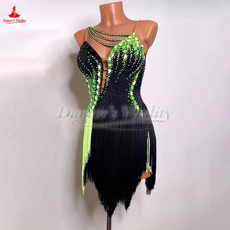 Women's & Girls' Latin Ballroom Dance Dress For Cha-Cha, Samba, Rumba Competition And Grade Exams