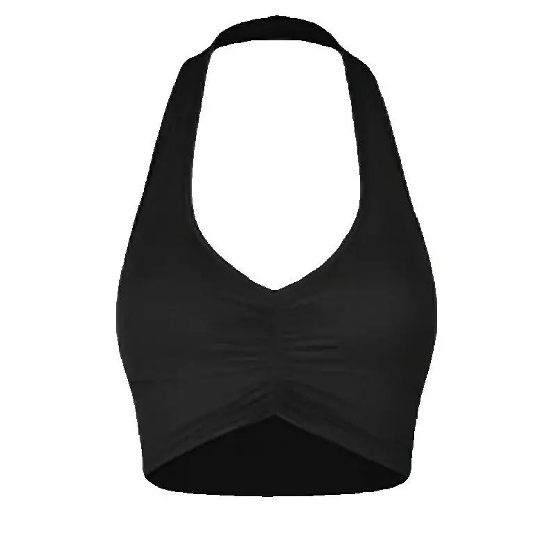 Women's Halter Neck Ruched Crop Top & Layered Fringe Latin Dance Skirt Set