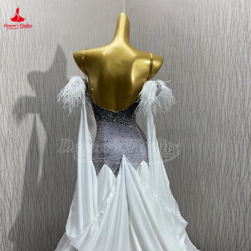 Women's Ballroom Standard Dance Dress Sleeveless Full Swing Skirt For Competition