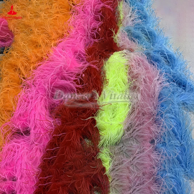 Pair Of Wrist Streamers With Ostrich Feathers For Ballroom Waltz, Foxtrot, Tango Performance