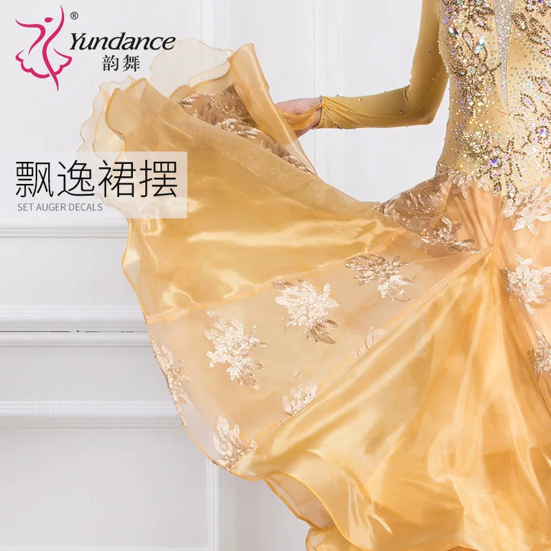 Women's International Standard Ballroom Dance Dress Organza For Competition