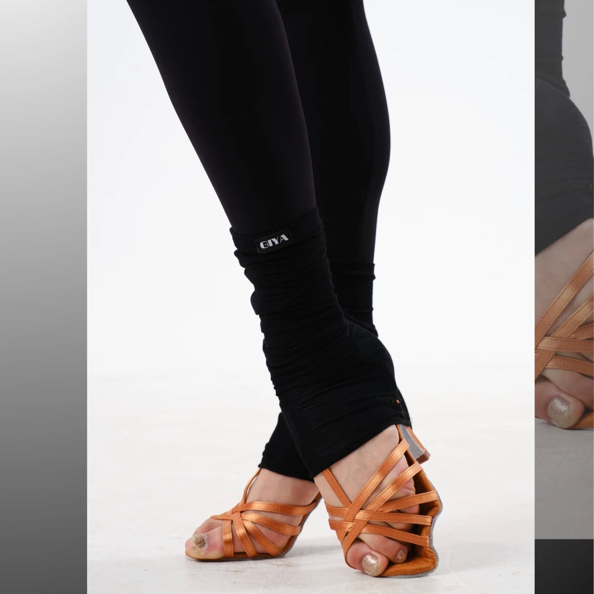 Dance Leg Warmers Women's White Ruched Mesh Knit for Ballroom Latin Dance