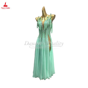 Women's American Style Ballroom Dance Dress With High Slit For Competition And Performance