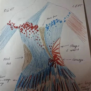 Women's Blue and Orange Fringe Latin Dance Dress with Mesh Details