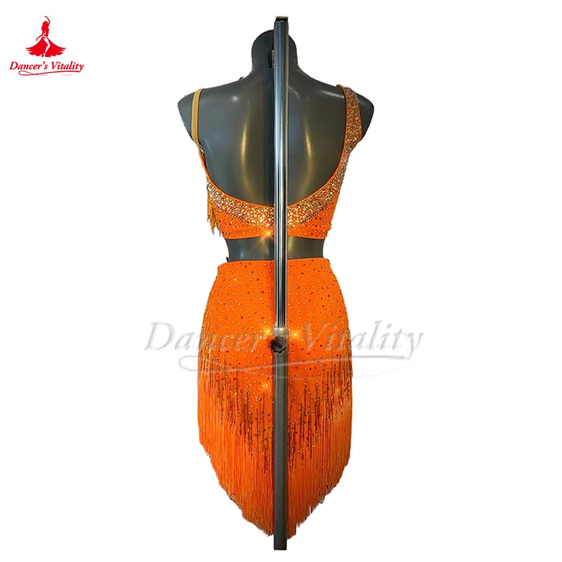 Women's Latin Ballroom Dance Skirt With Tassel Fringe For Competition